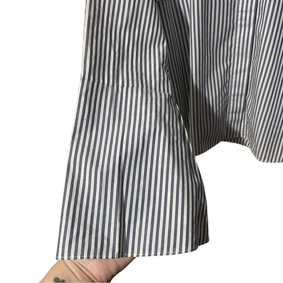 madewell Blue & White Striped Button Down Top w/Bell Sleeves - Picture 9 of 9